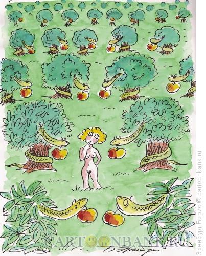 Карикатура: Райские яблочки, Эренбург Борис