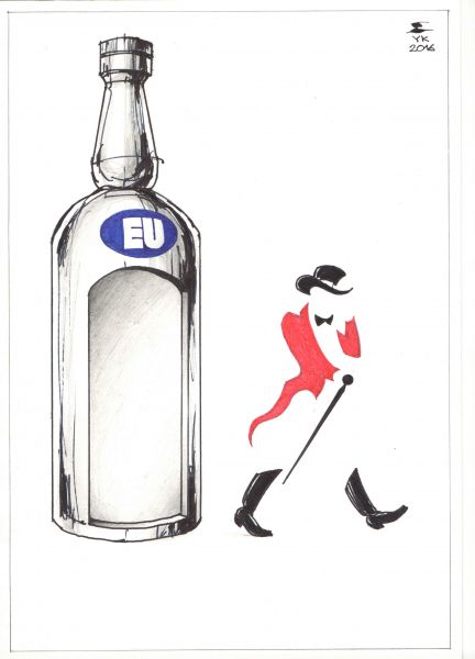 Карикатура: Johnnie Walker покидает Евросоюз ., Юрий Косарев